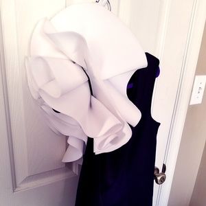 Asymmetrical Origami Ruffle B/W One-shoulder Top